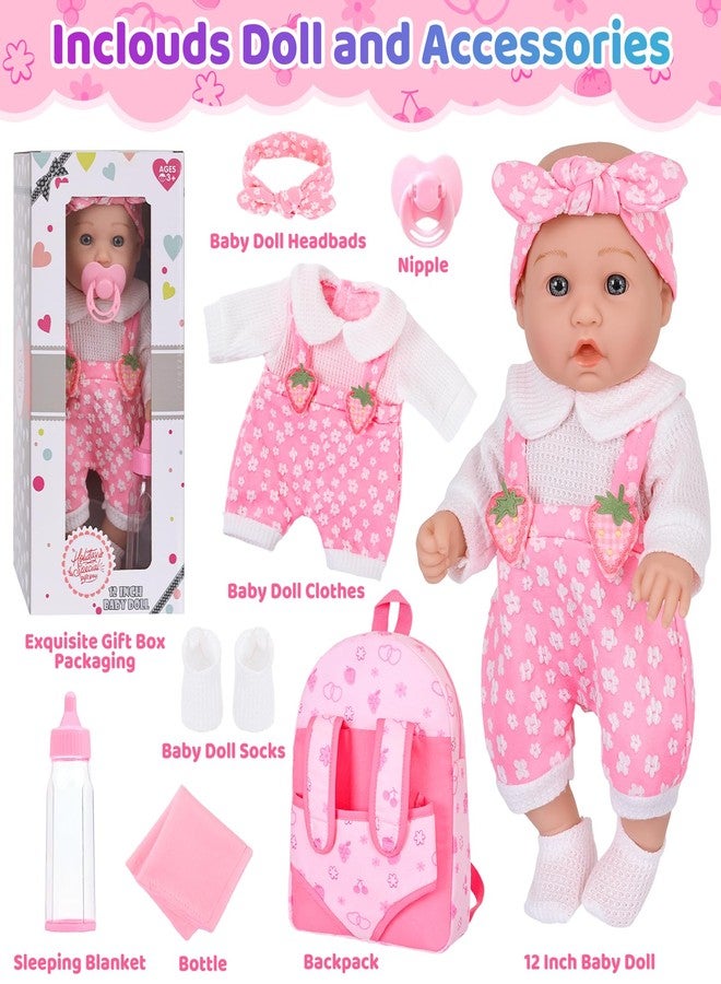 DONTNO 12" Baby Doll with Backpack Carrier in Gift Box,12 Inch Realistic Baby Dolls with Clothes and Accessories,Toy Pretend Play Collection for 3+ Child Girls Gifts - Image 2